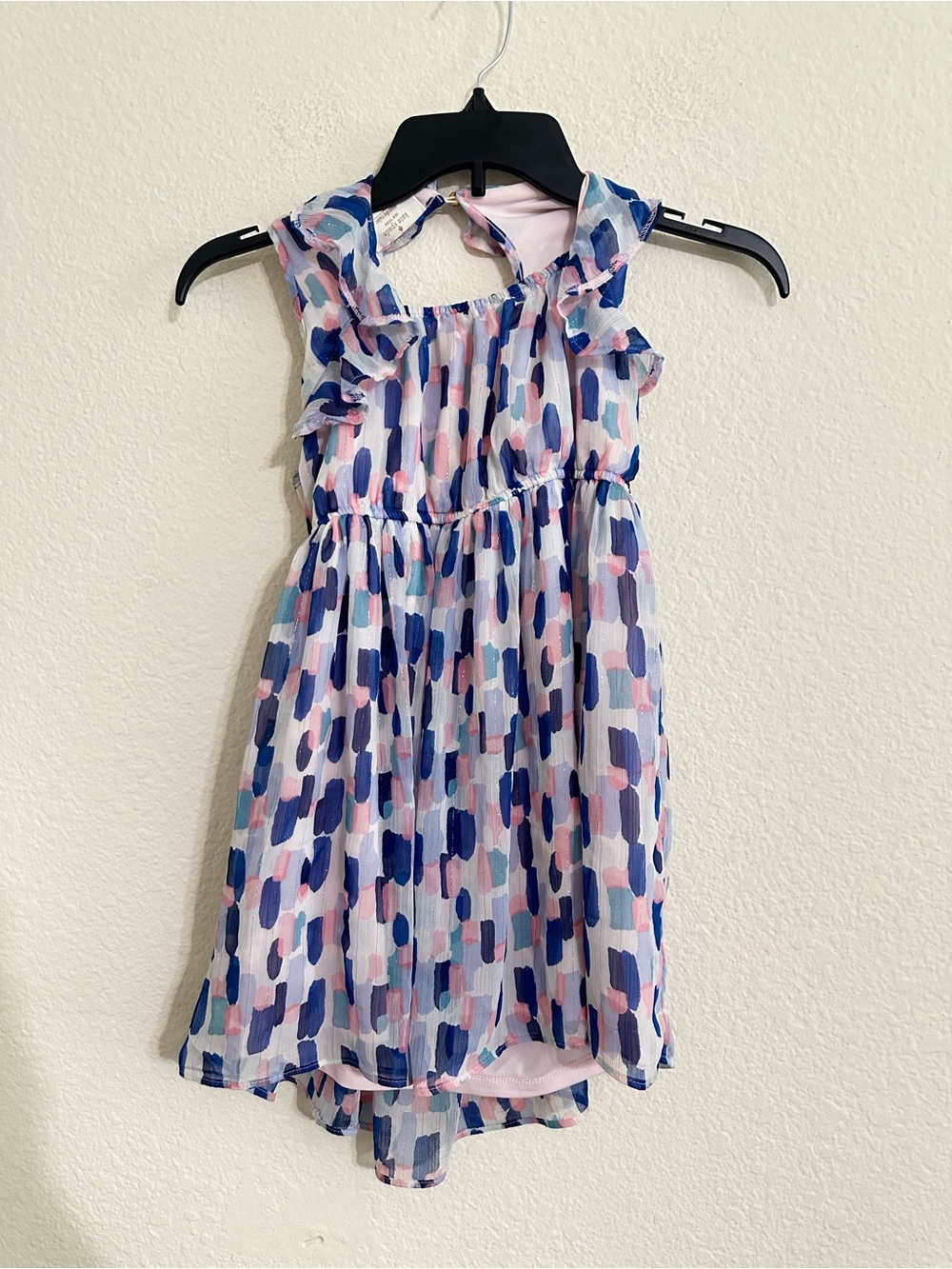 kate spade Pink & Blue Brushstroke Ruffle Sundress size 8/10